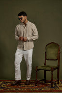 Linea Texture Band-Collar Shirt