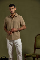 Structured Weave Short-Sleeve Shirt
