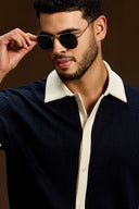 Lunaris contrast knit Polo shirt