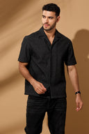 The Hexa Texture Button-Up Denim Shirt