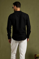 Linea Texture Band-Collar Shirt