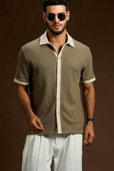 Altiero Contrast Knit Button short sleeve shirt