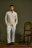 Linea Texture Band-Collar Shirt
