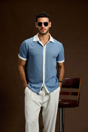 Altiero Contrast Knit Button short sleeve shirt
