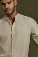 Linea Texture Band-Collar Shirt