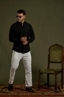 Linea Texture Band-Collar Shirt