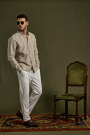 Linea Texture Band-Collar Shirt