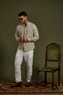 Linea Texture Band-Collar Shirt