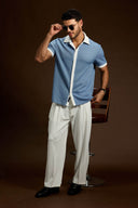 Altiero Contrast Knit Button short sleeve shirt