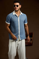 Altiero Contrast Knit Button short sleeve shirt