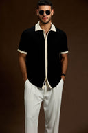 Altiero Contrast Knit Button short sleeve shirt
