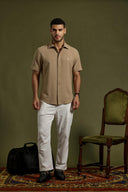 Structured Weave Short-Sleeve Shirt