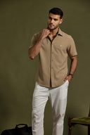 Structured Weave Short-Sleeve Shirt