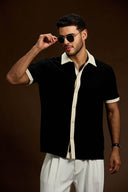 Altiero Contrast Knit Button short sleeve shirt