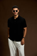 Altiero Contrast Knit Button short sleeve shirt