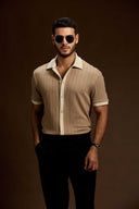 Lunaris contrast knit Polo shirt