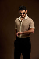 Lunaris contrast knit Polo shirt