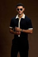 Lunaris contrast knit Polo shirt