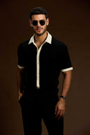 Lunaris contrast knit Polo shirt