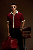 Lunaris contrast knit Polo shirt