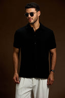 Altiero Contrast Knit Button short sleeve shirt