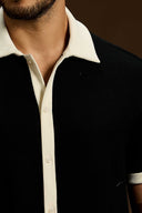 Altiero Contrast Knit Button short sleeve shirt