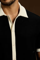 Altiero Contrast Knit Button short sleeve shirt