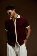Altiero Contrast Knit Button short sleeve shirt