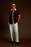 Altiero Contrast Knit Button short sleeve shirt
