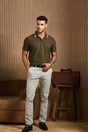 Contrast-Trim collar Polo shirt