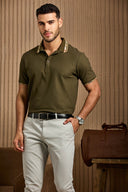 Contrast-Trim collar Polo shirt